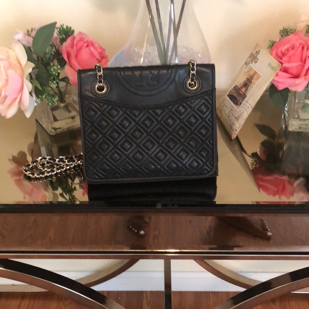 Tory Burch Black Fleming Medium Bag